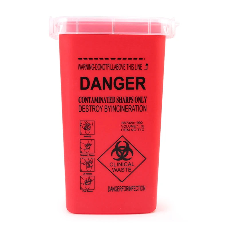 1L Plastic Waste Box - Medical Supplies Waste Container