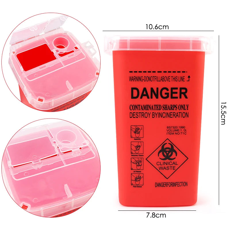 1L Plastic Waste Box - Medical Supplies Waste Container