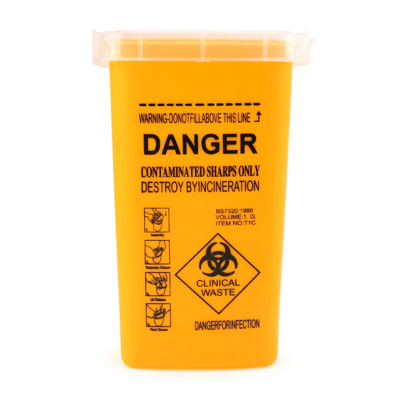 1L Plastic Waste Box - Medical Supplies Waste Container