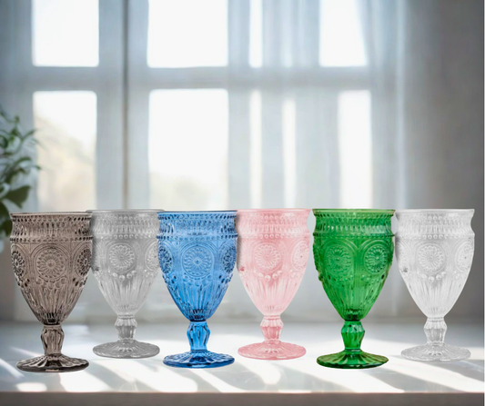 Vintage Style Pressed Glass Wine Goblet