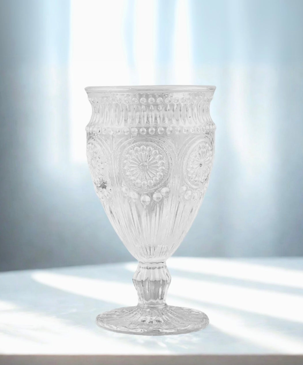 Vintage Style Pressed Glass Wine Goblet