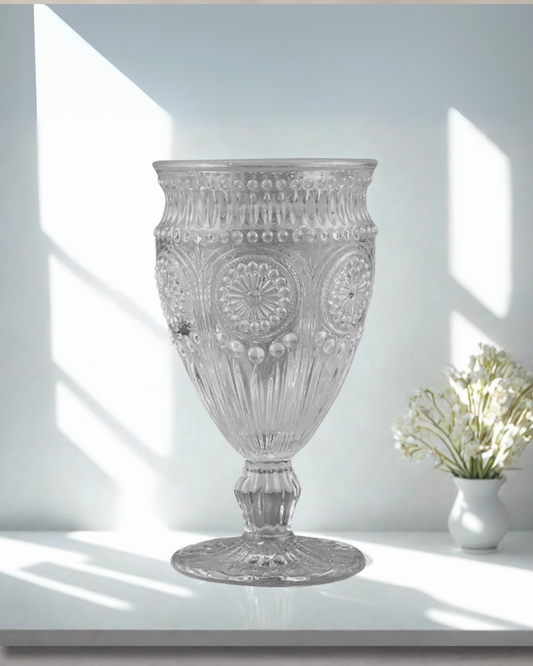 Vintage Style Pressed Glass Wine Goblet