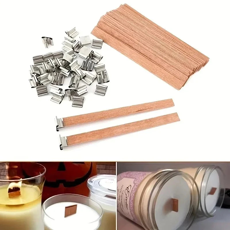 Wooden Candles Wick With Sustainer Tab (10pcs)