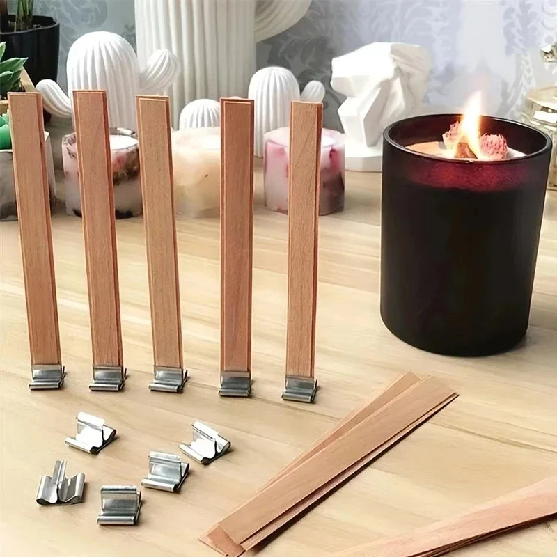 Wooden Candles Wick With Sustainer Tab (10pcs)