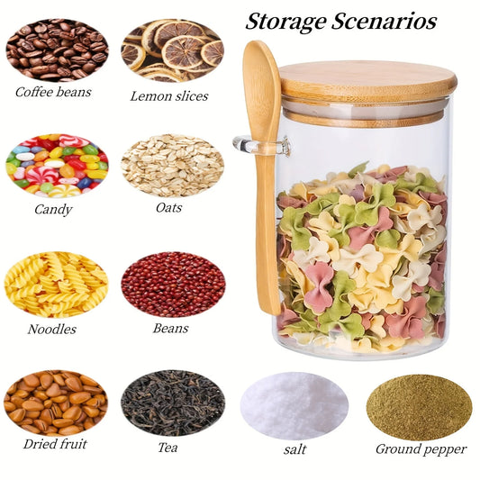 18oz Airtight Glass Jars w Lids & Spoons