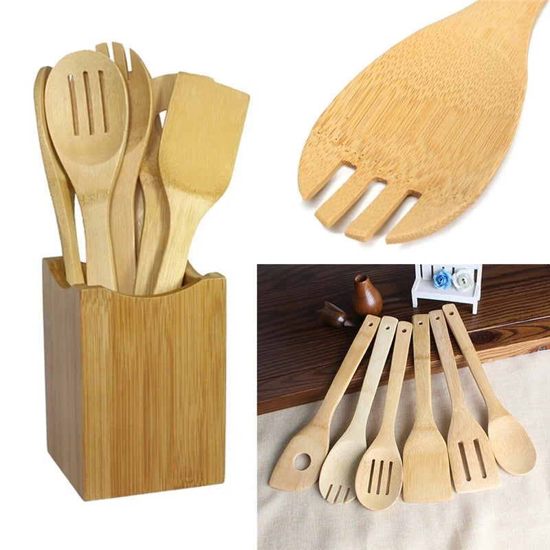 6 Pieces Bamboo Kitchen Set