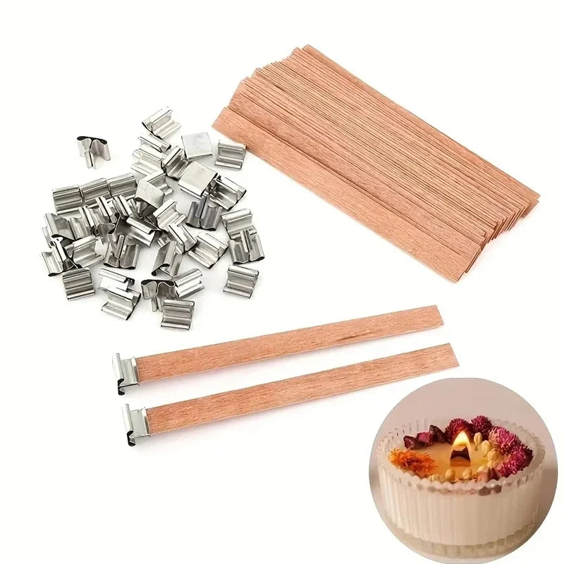 Wooden Candles Wick With Sustainer Tab (10pcs)